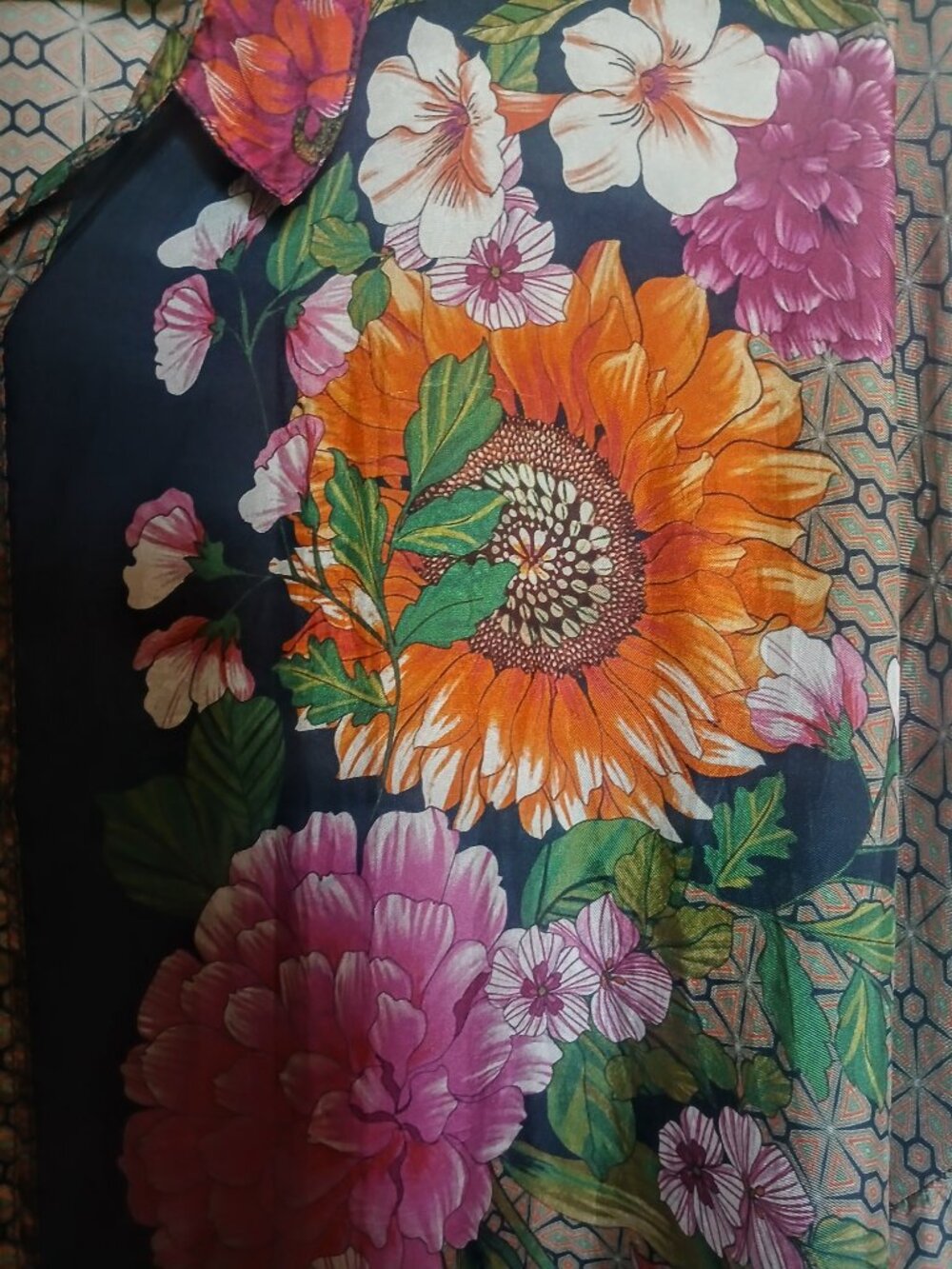 Johnny Was Jenna 100% Silk Floral Multicolor Blouse Women Size XL - Picture 5 of 12